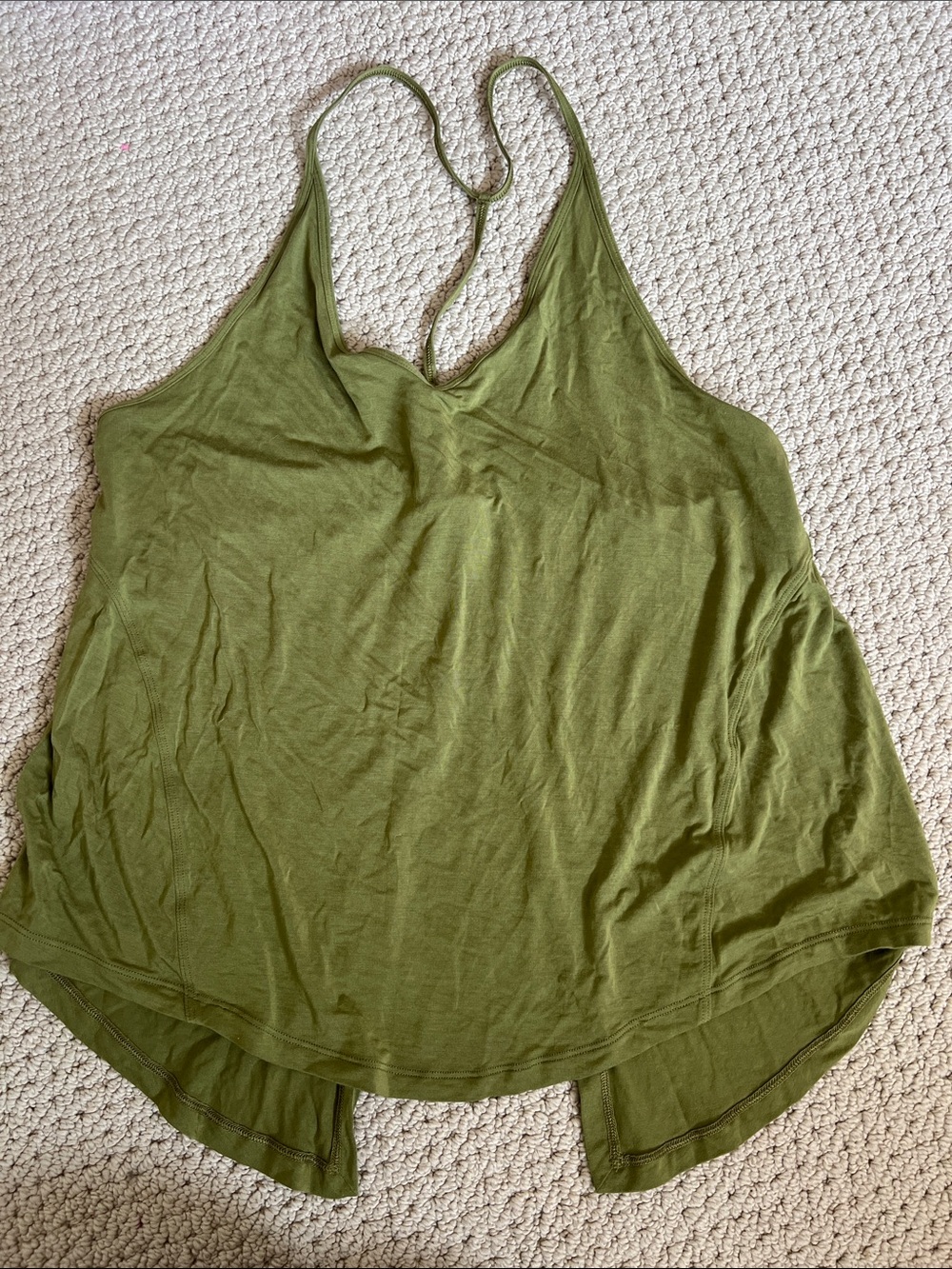 Lululemon Olive Green Modal Silk Women's Open Back V-Neck Tank Top